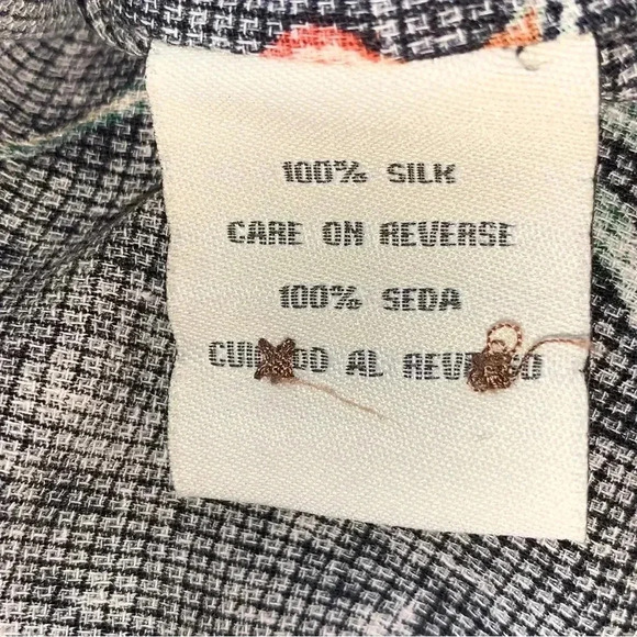 Solitude 100% Silk Hawaiian Shirt Washable Wooden Button Down Men’s Medium Black - Picture 6 of 7